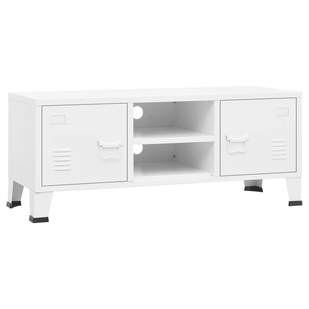 Industriálna TV skrinka biela 105x35x42 cm kovová