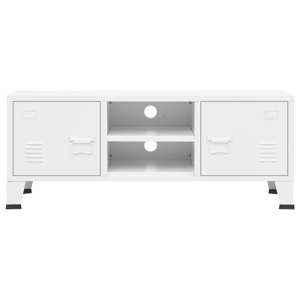 Industriálna TV skrinka biela 105x35x42 cm kovová