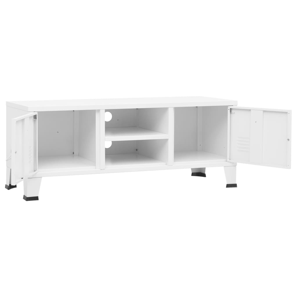 Industriálna TV skrinka biela 105x35x42 cm kovová