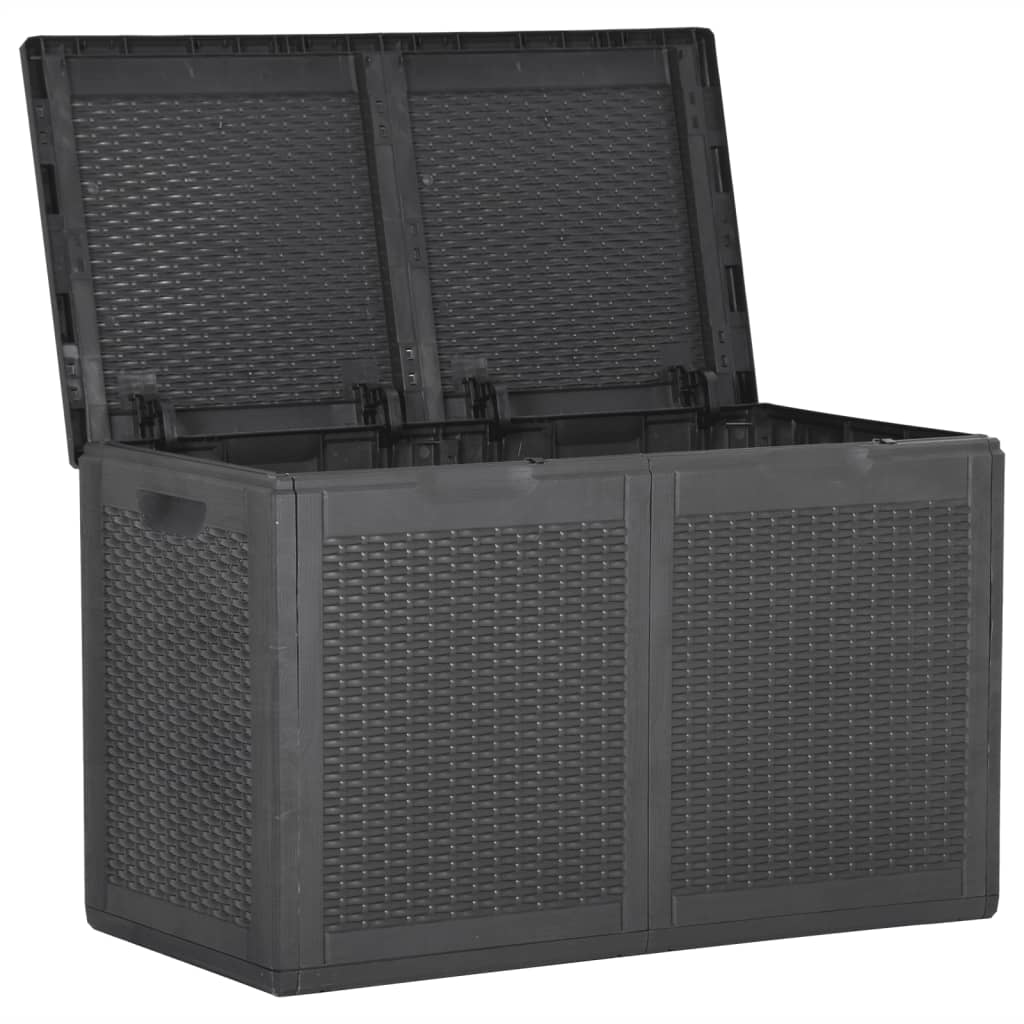 Záhradný úložný box 180 l, čierny, PP ratan