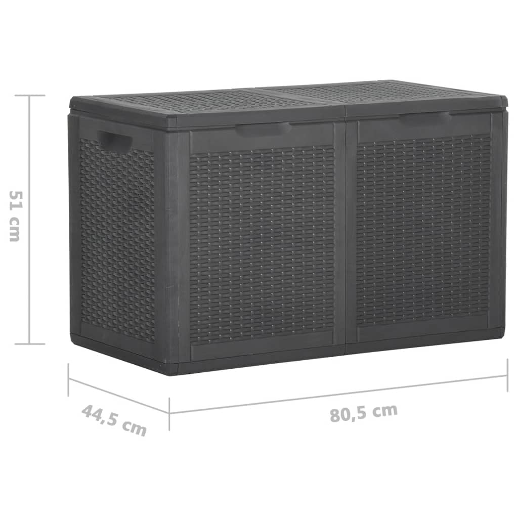 Záhradný úložný box 180 l, čierny, PP ratan