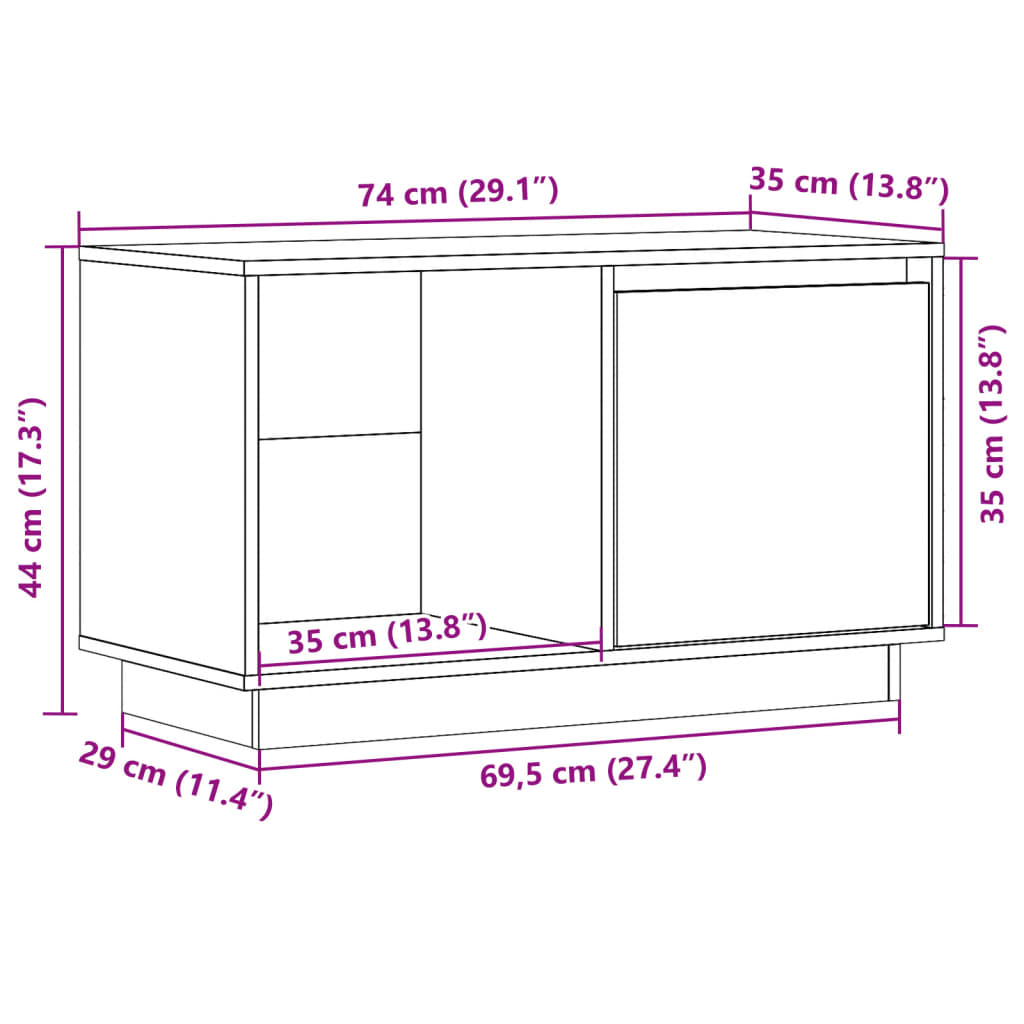TV skrinka 74x35x44 cm masívna borovica