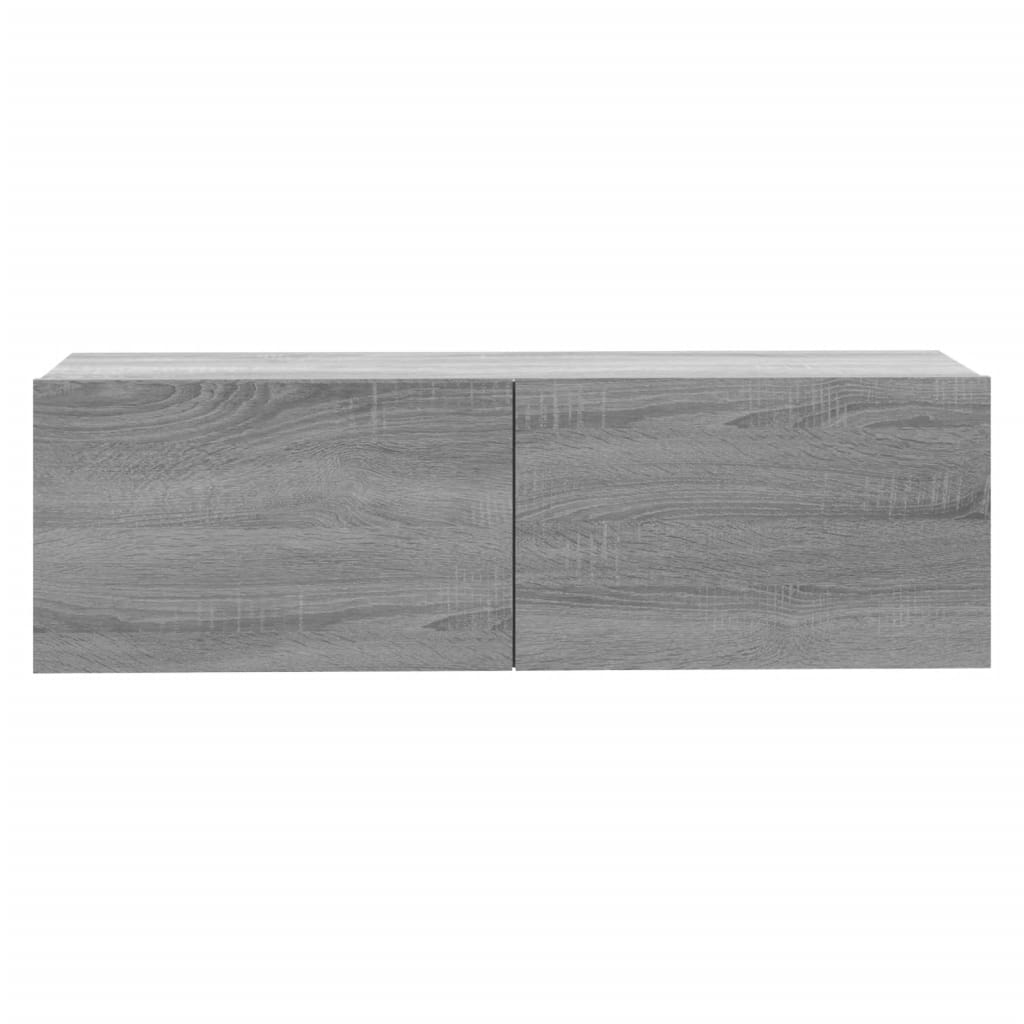Nástenná TV skrinka sivá sonoma 100x30x30 cm spracované drevo