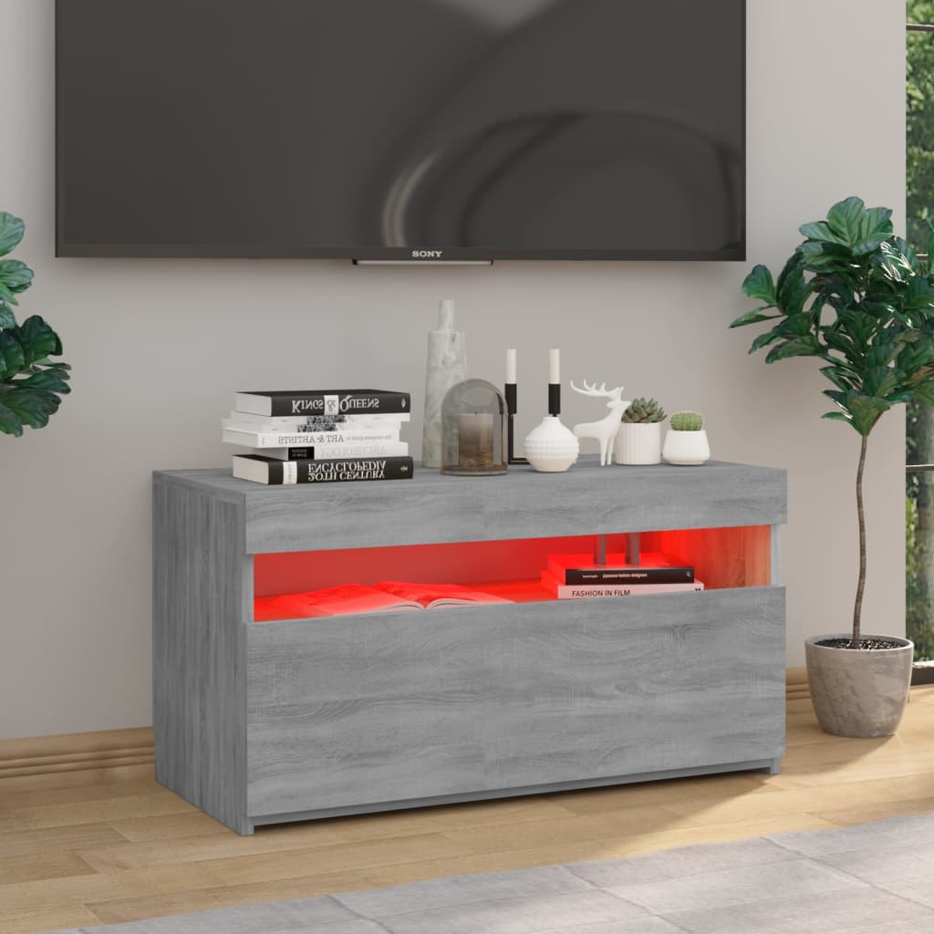 TV skrinka s LED svetlami sivý dub sonoma 75x35x40 cm