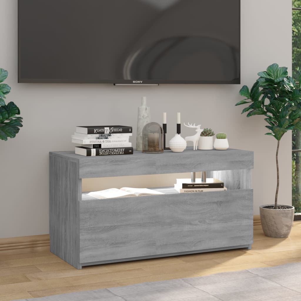 TV skrinka s LED svetlami sivý dub sonoma 75x35x40 cm