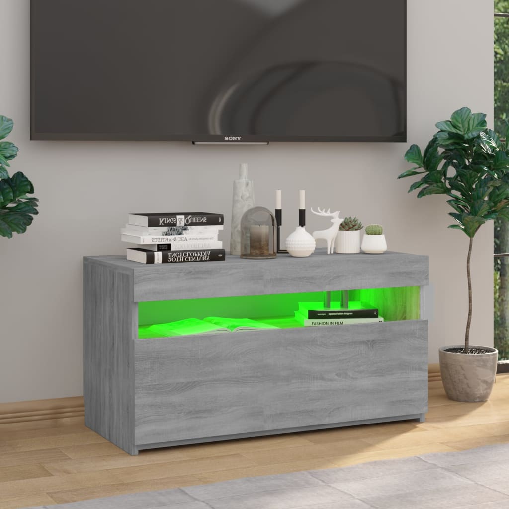 TV skrinka s LED svetlami sivý dub sonoma 75x35x40 cm