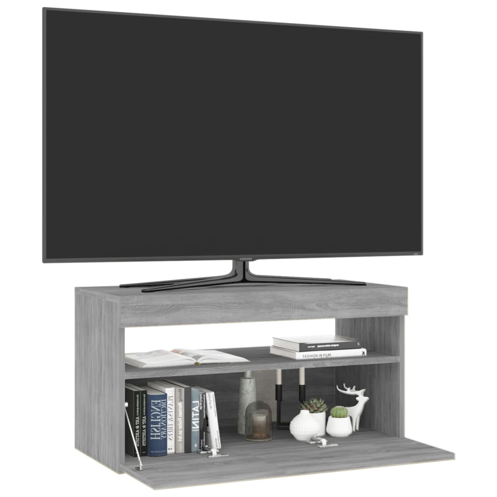 TV skrinka s LED svetlami sivý dub sonoma 75x35x40 cm
