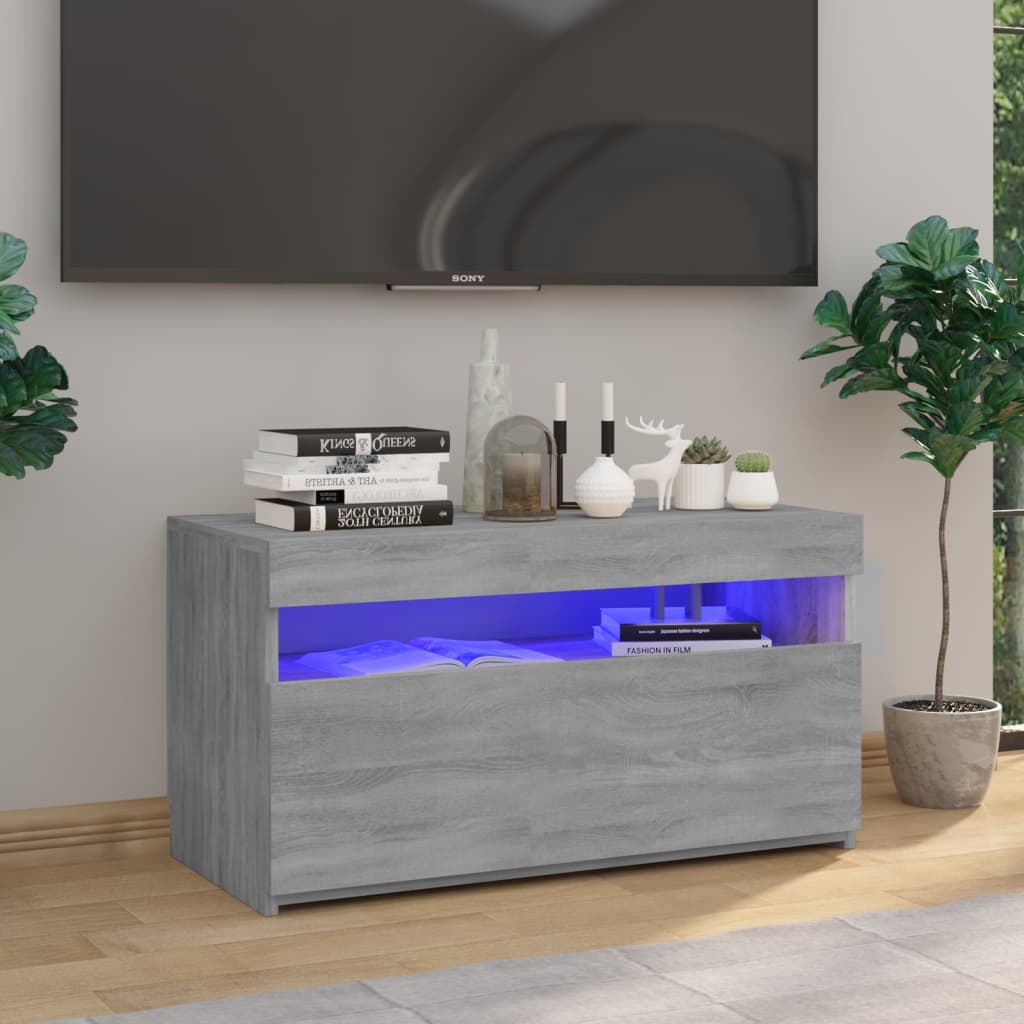 TV skrinka s LED svetlami sivý dub sonoma 75x35x40 cm