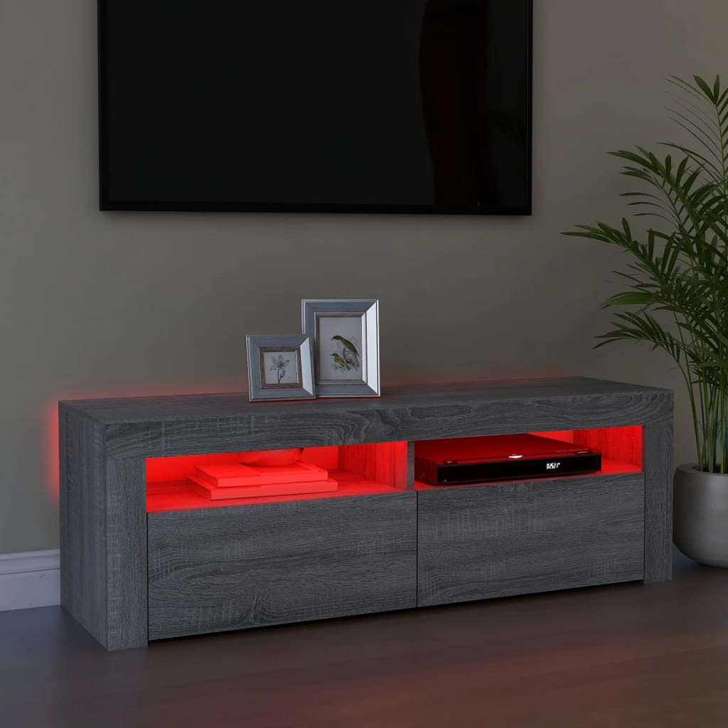 TV skrinka s LED, sivý dub sonoma 120x35x40 cm