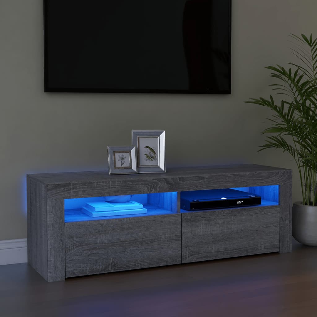 TV skrinka s LED, sivý dub sonoma 120x35x40 cm