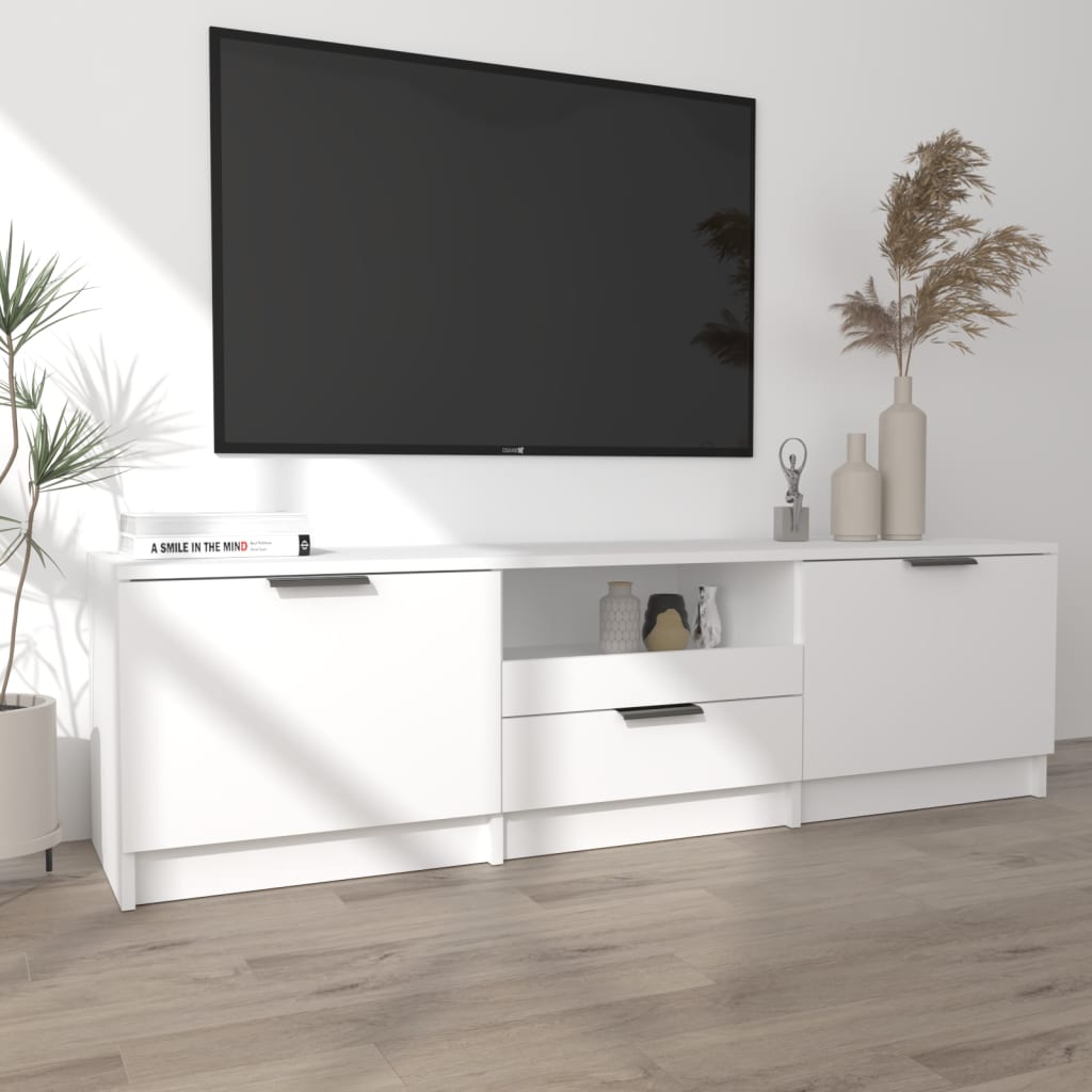 TV stolík biely 140x35x40 cm spracované drevo