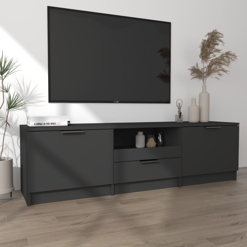 TV stolík čierny 140x35x40 cm spracované drevo