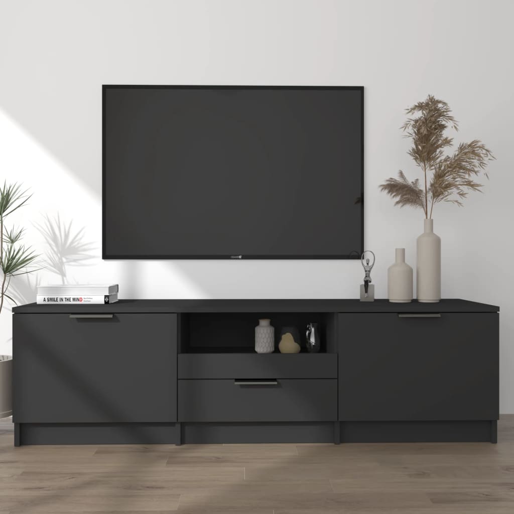 TV stolík čierny 140x35x40 cm spracované drevo