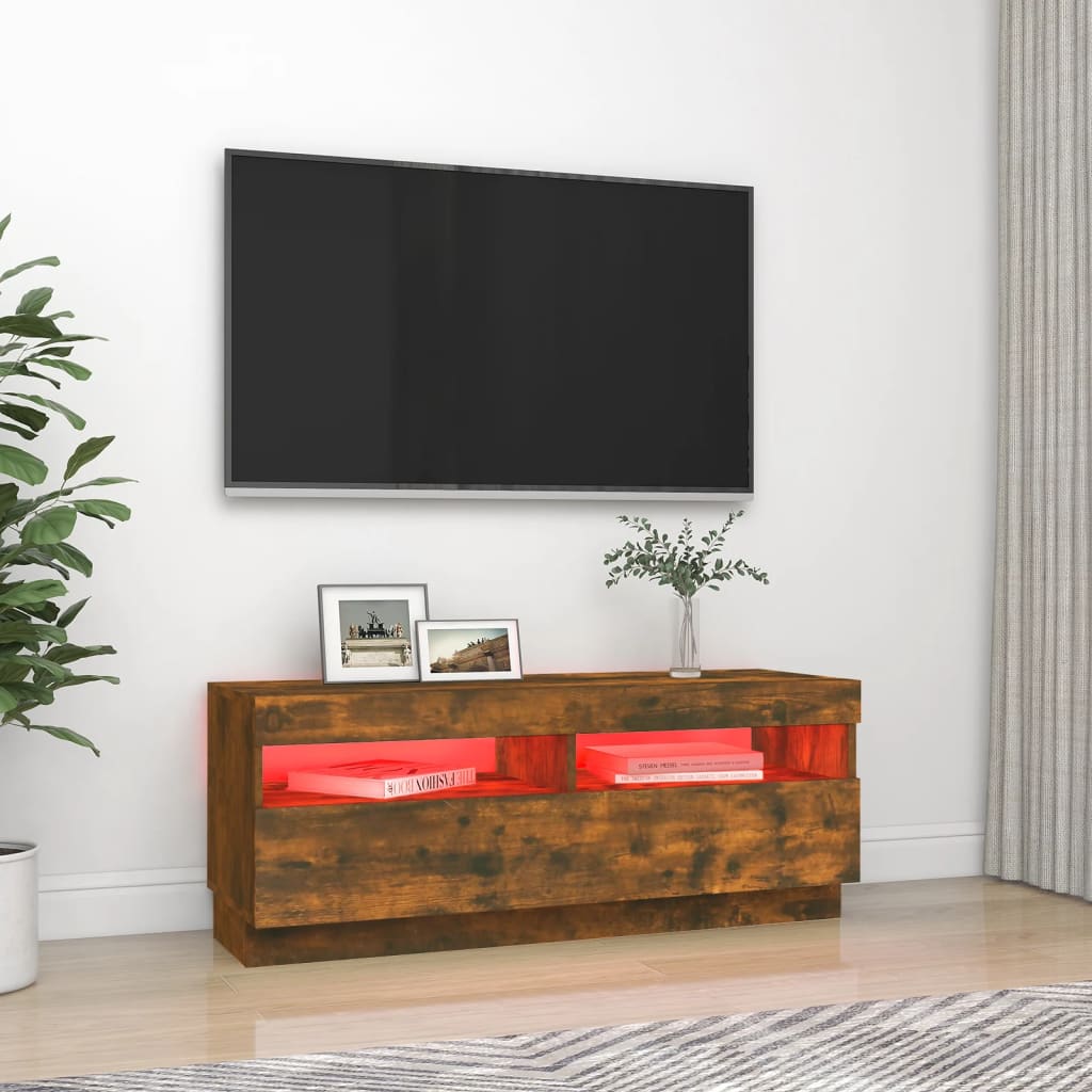 TV skrinka s LED, tmavý dub 100x35x40 cm