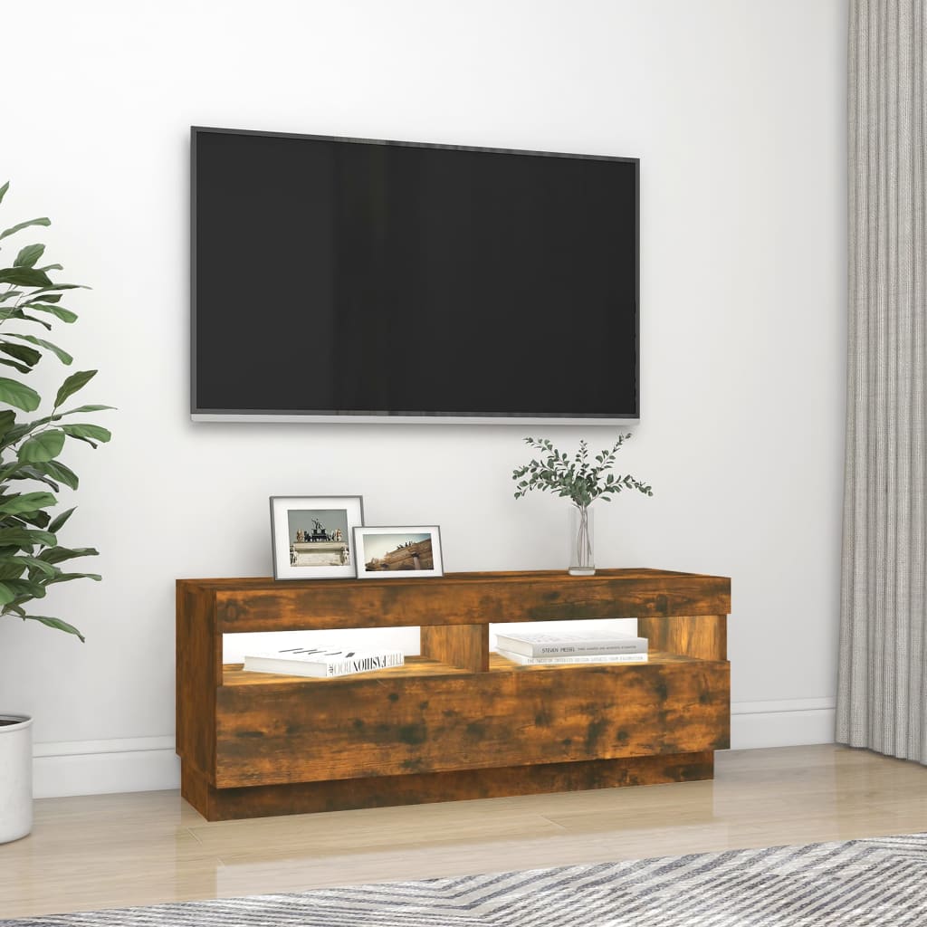 TV skrinka s LED, tmavý dub 100x35x40 cm
