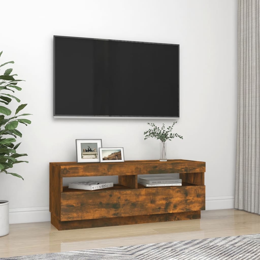 TV skrinka s LED, tmavý dub 100x35x40 cm
