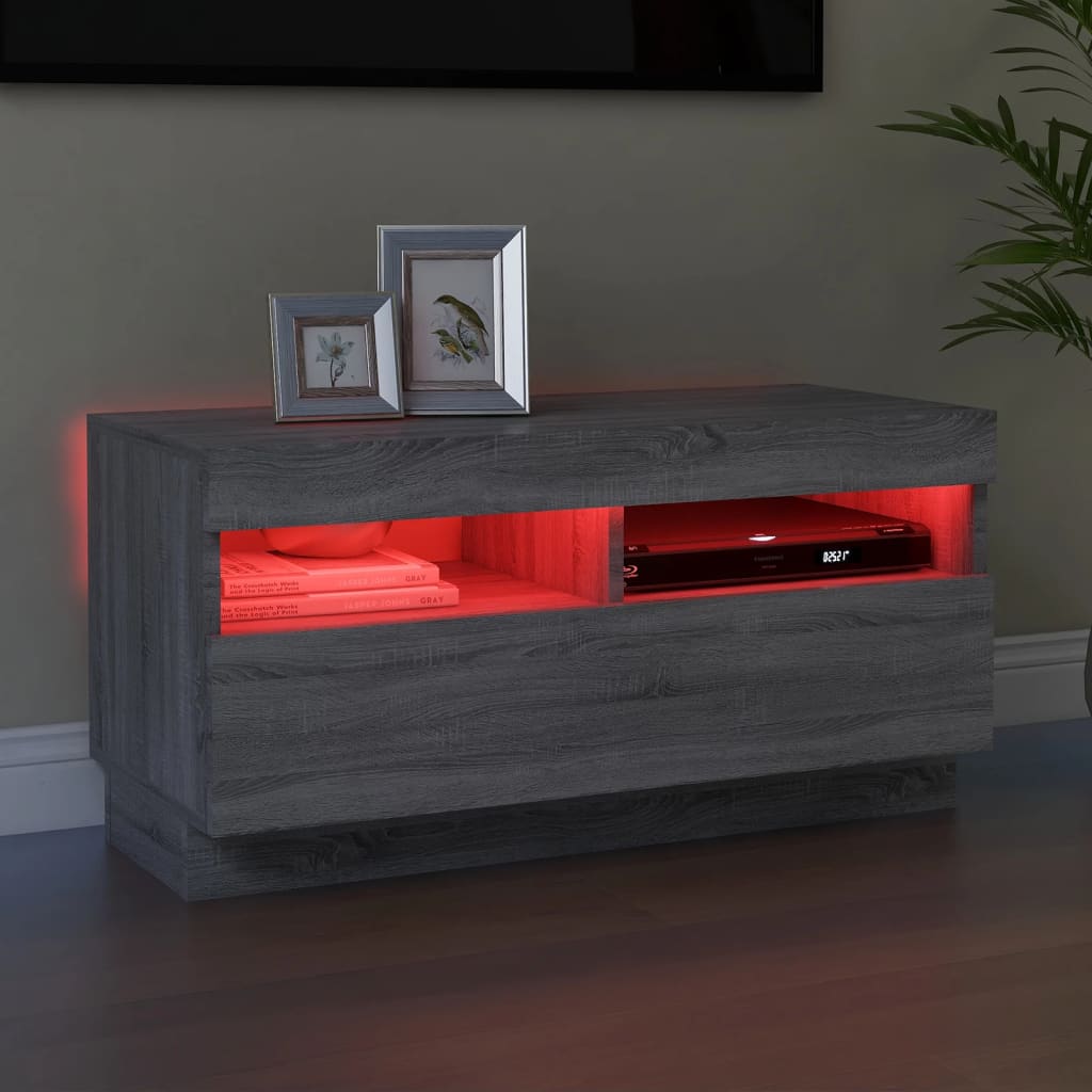 TV skrinka s LED, sivý dub sonoma 80x35x40 cm