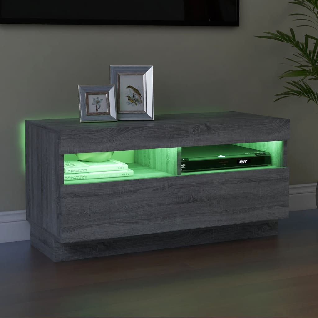 TV skrinka s LED, sivý dub sonoma 80x35x40 cm