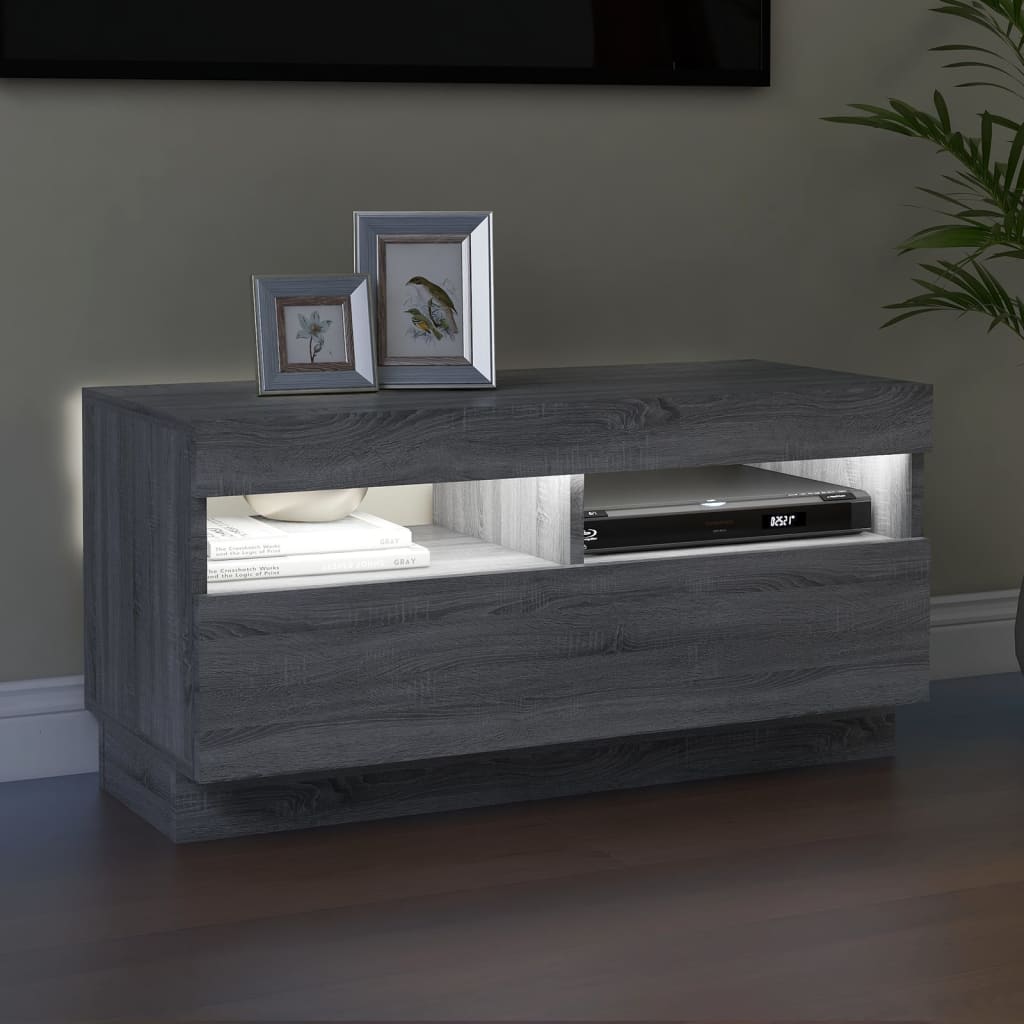 TV skrinka s LED, sivý dub sonoma 80x35x40 cm