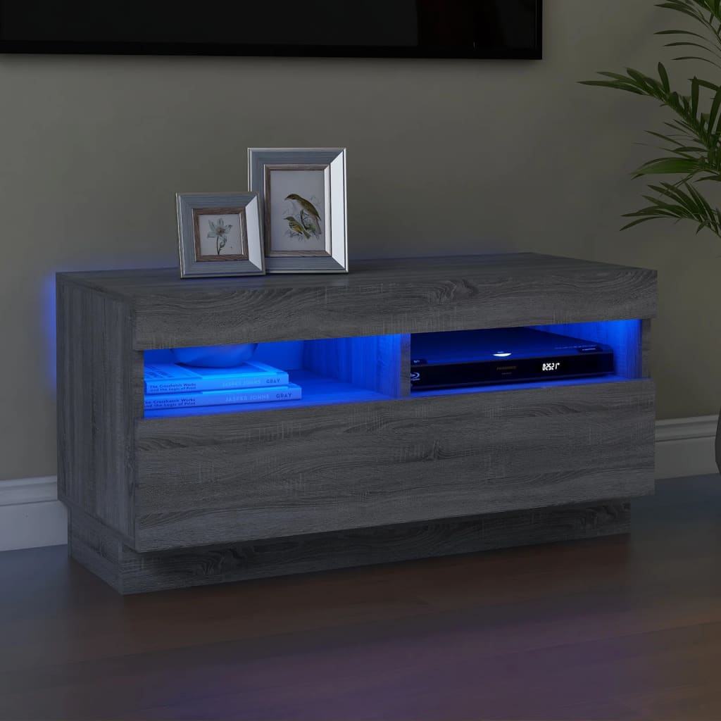 TV skrinka s LED, sivý dub sonoma 80x35x40 cm