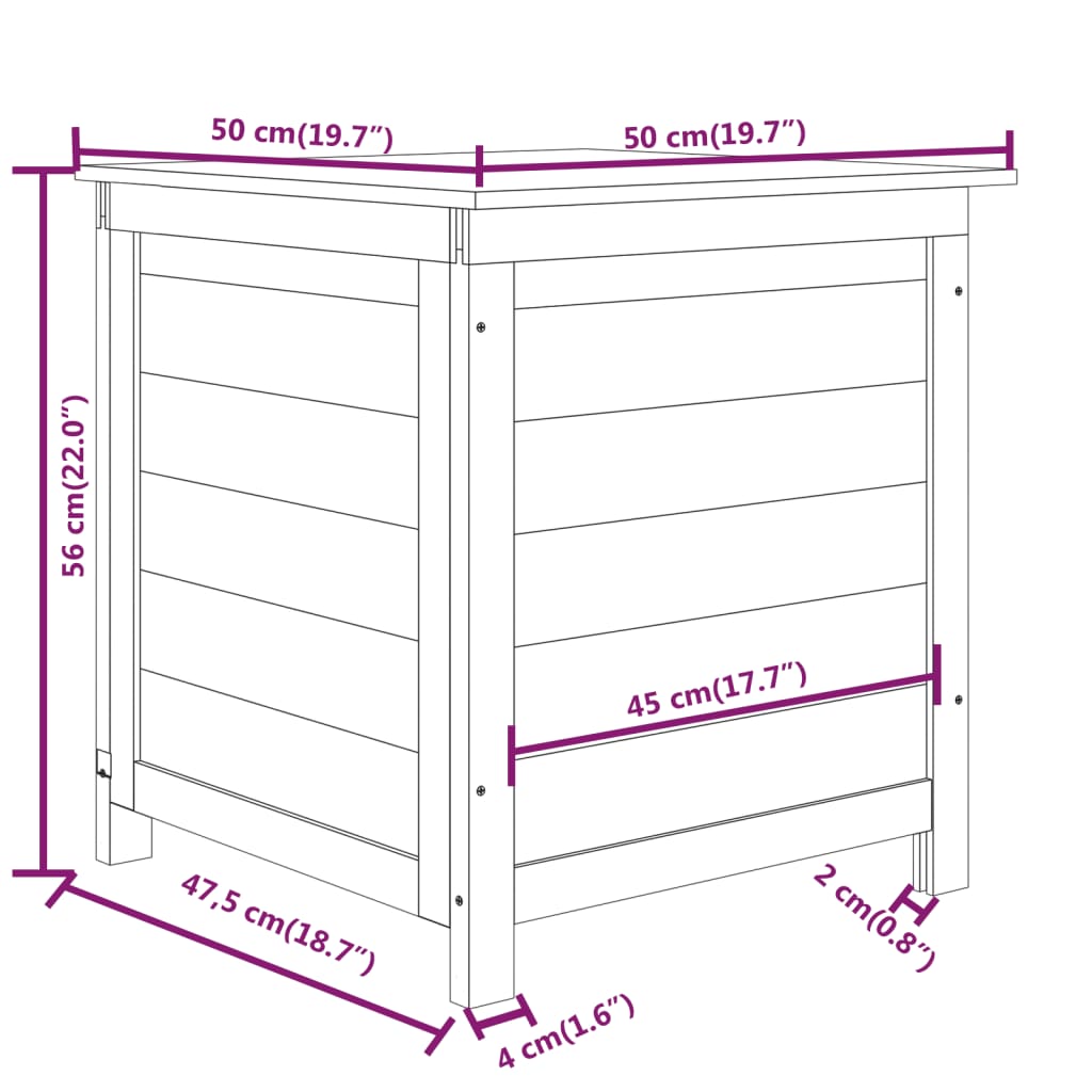 Vonkajší box na vankúše hnedý 50x50x56 cm jedľový masív
