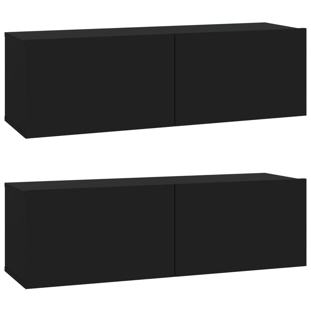 Nástenné TV skrinky 2 ks čierne 100x30x30 cm kompozitné drevo