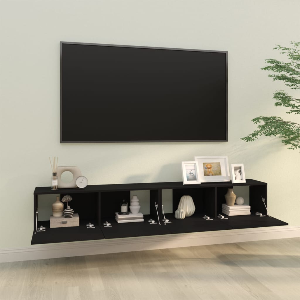 Nástenné TV skrinky 2 ks čierne 100x30x30 cm kompozitné drevo
