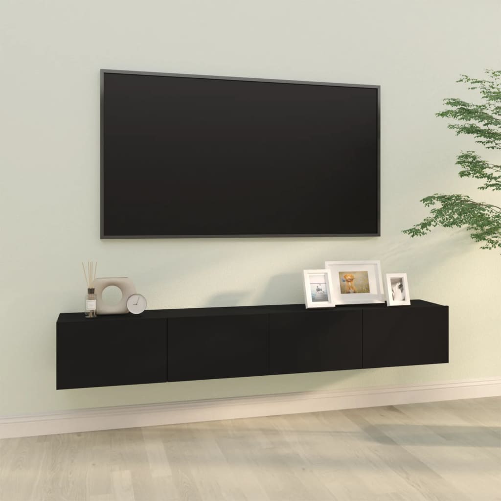 Nástenné TV skrinky 2 ks čierne 100x30x30 cm kompozitné drevo