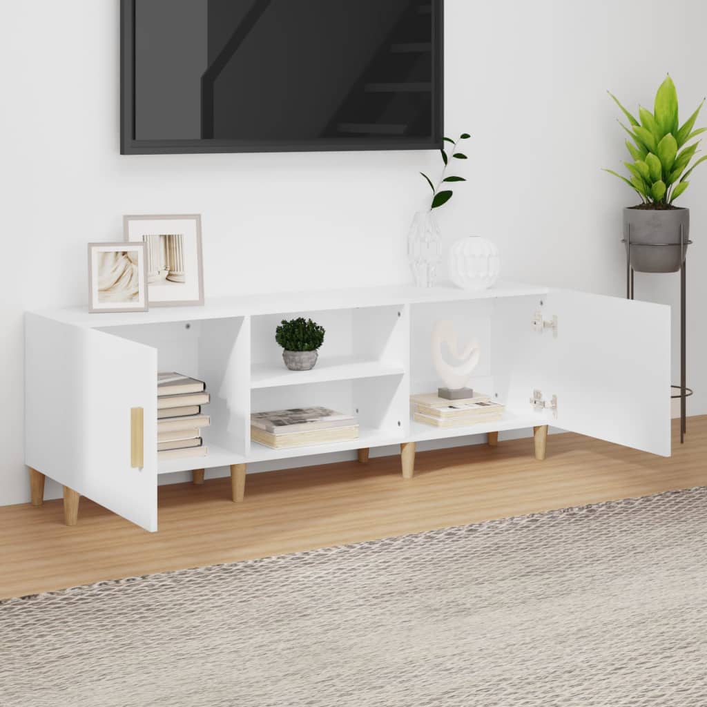TV stolík biely 150x30x50 cm spracované drevo