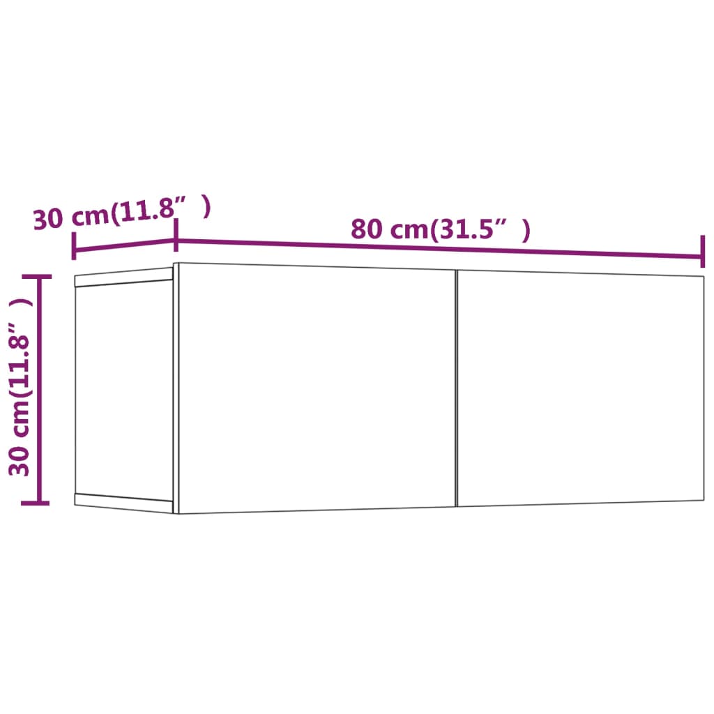 TV stolíky 2 ks dymový dub 80x30x30 cm spracované drevo