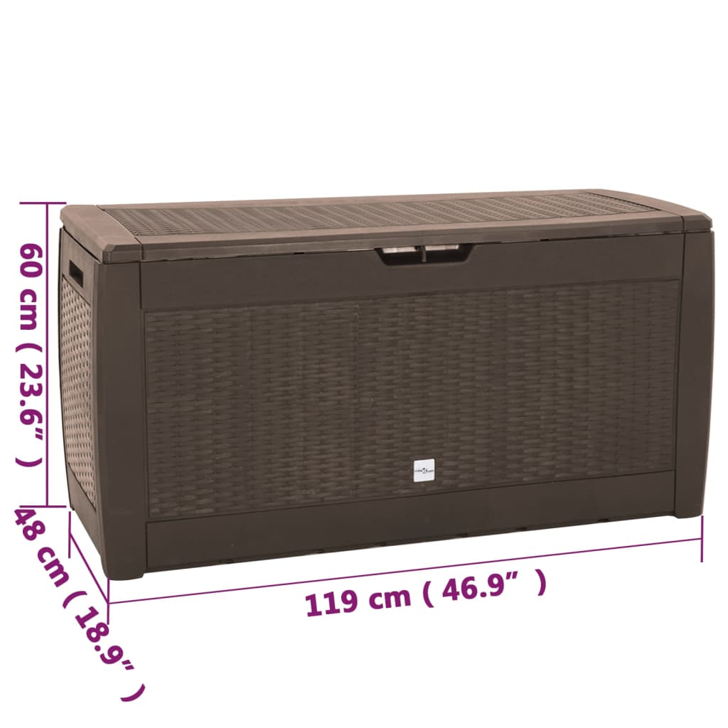 Záhradný úložný box hnedý 119x48x60 cm polypropylénový