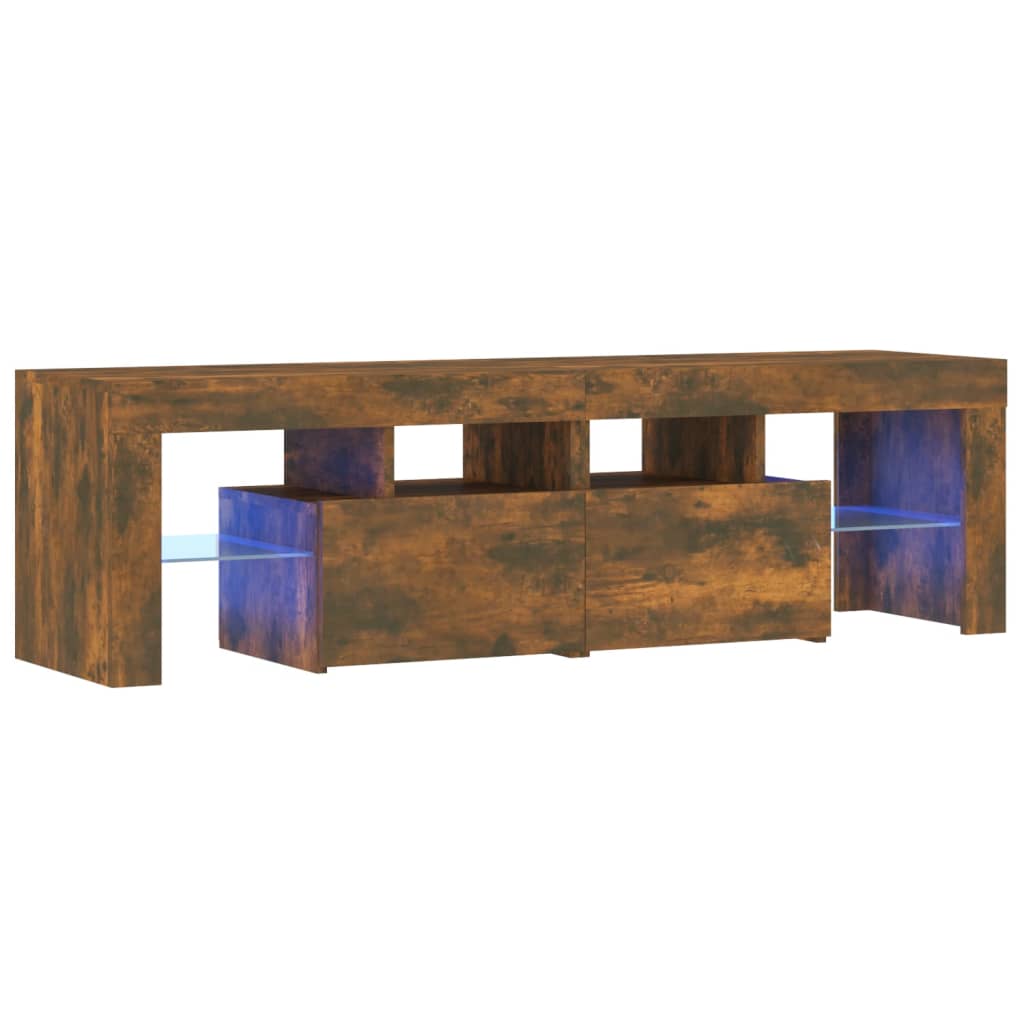 TV skrinka s LED svetlami dymový dub 140x36,5x40 cm