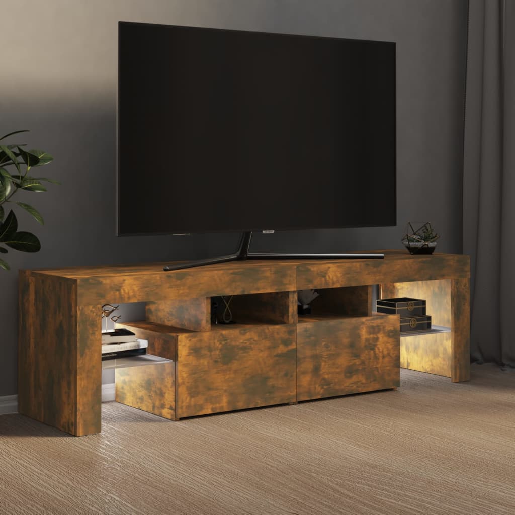 TV skrinka s LED svetlami dymový dub 140x36,5x40 cm