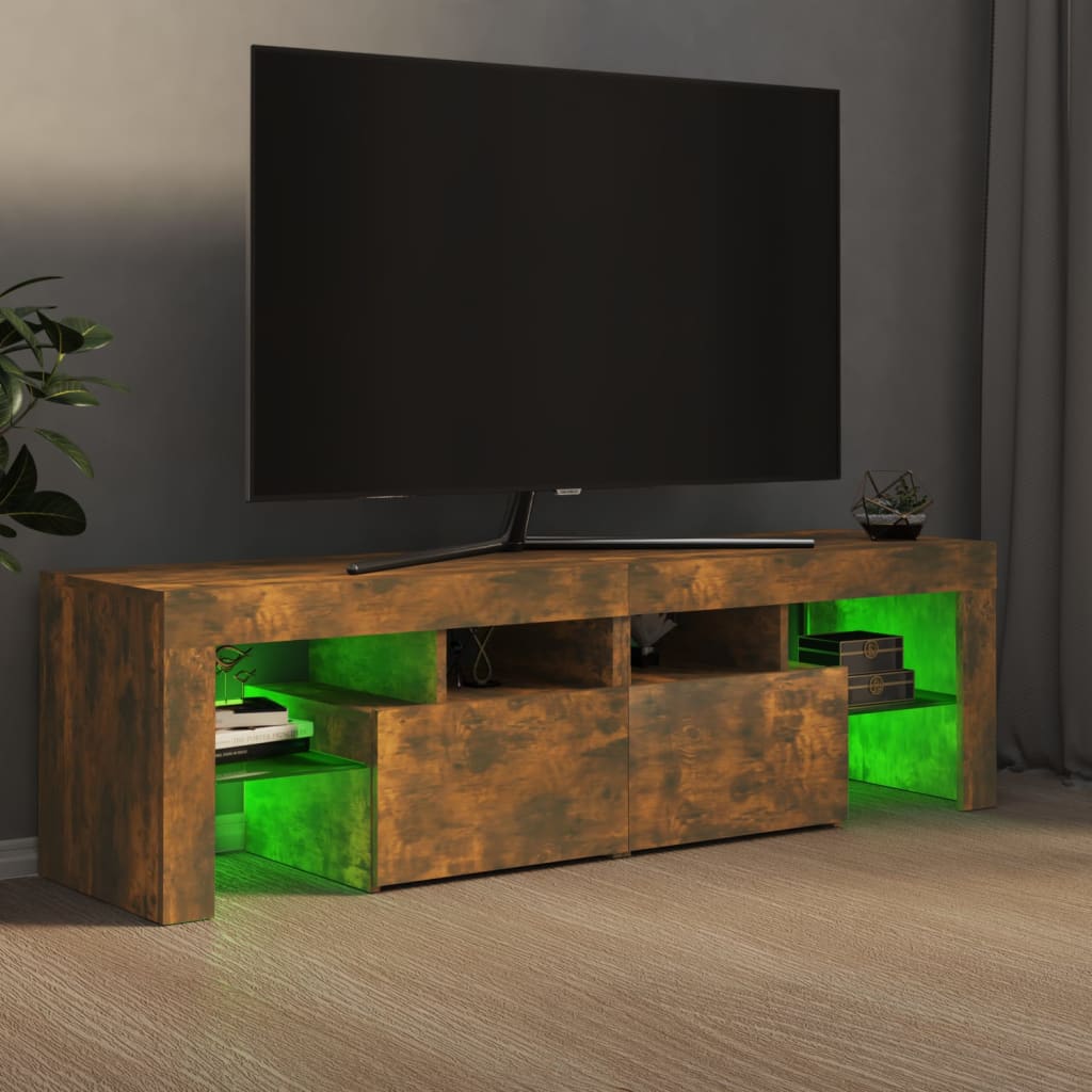 TV skrinka s LED svetlami dymový dub 140x36,5x40 cm
