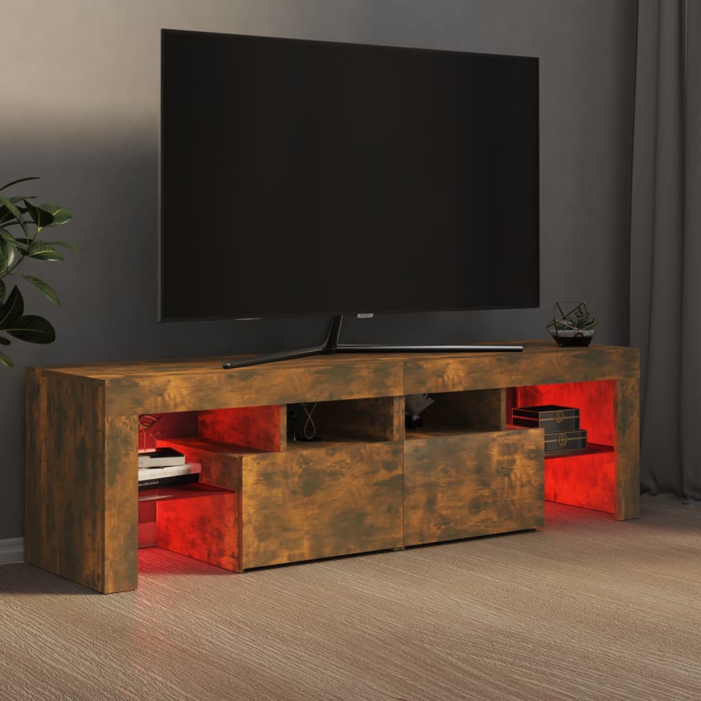 TV skrinka s LED svetlami dymový dub 140x36,5x40 cm