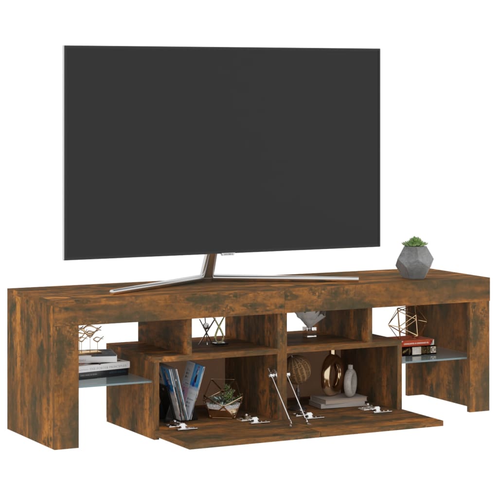 TV skrinka s LED svetlami dymový dub 140x36,5x40 cm