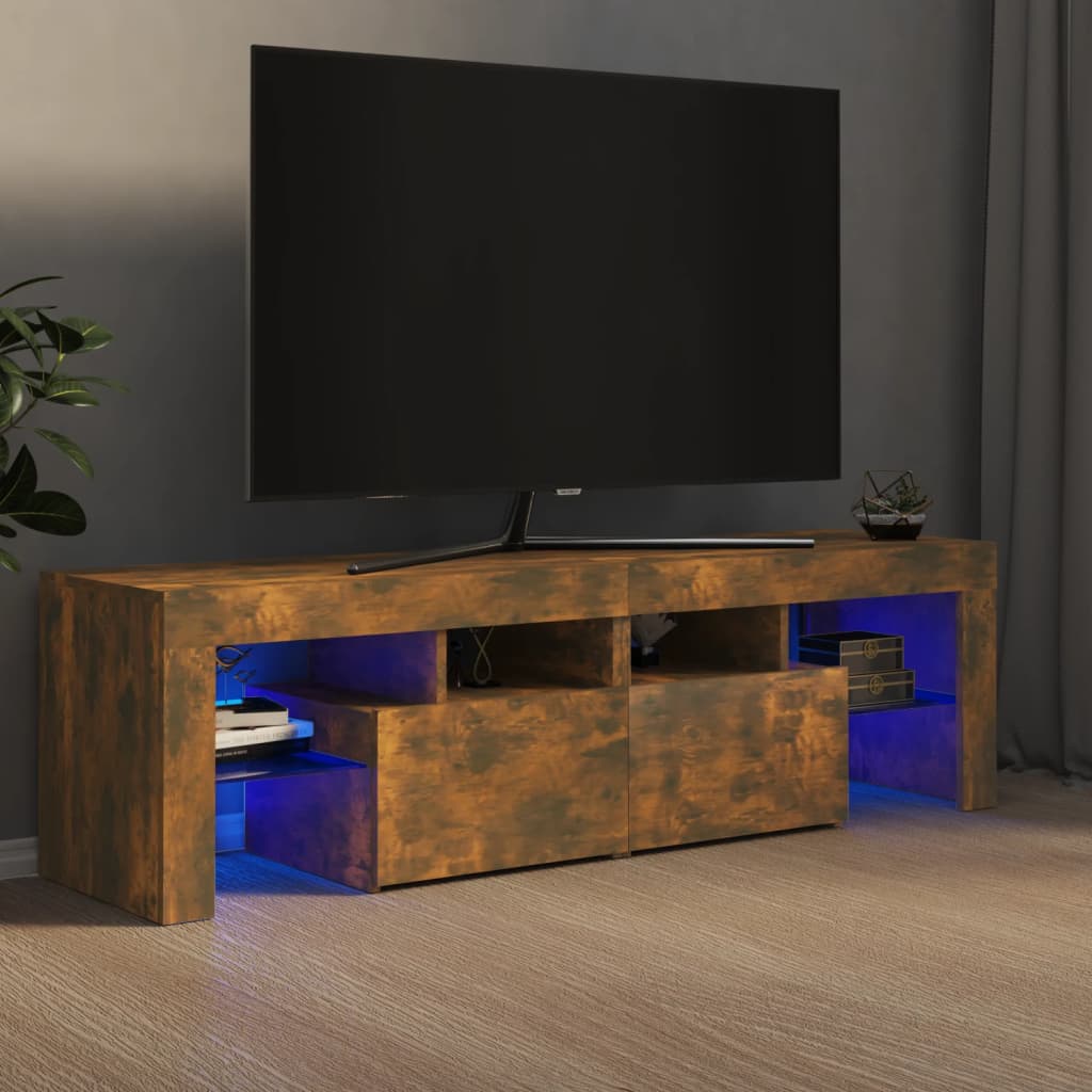 TV skrinka s LED svetlami dymový dub 140x36,5x40 cm