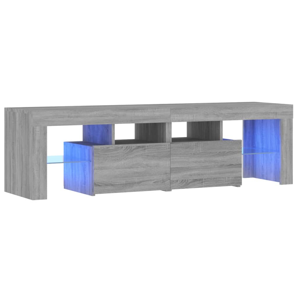 TV skrinka s LED svetlami sivá sonoma 140 x 36,5 x 40 cm