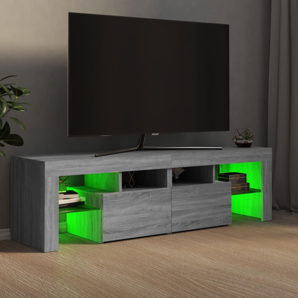 TV skrinka s LED svetlami sivá sonoma 140 x 36,5 x 40 cm