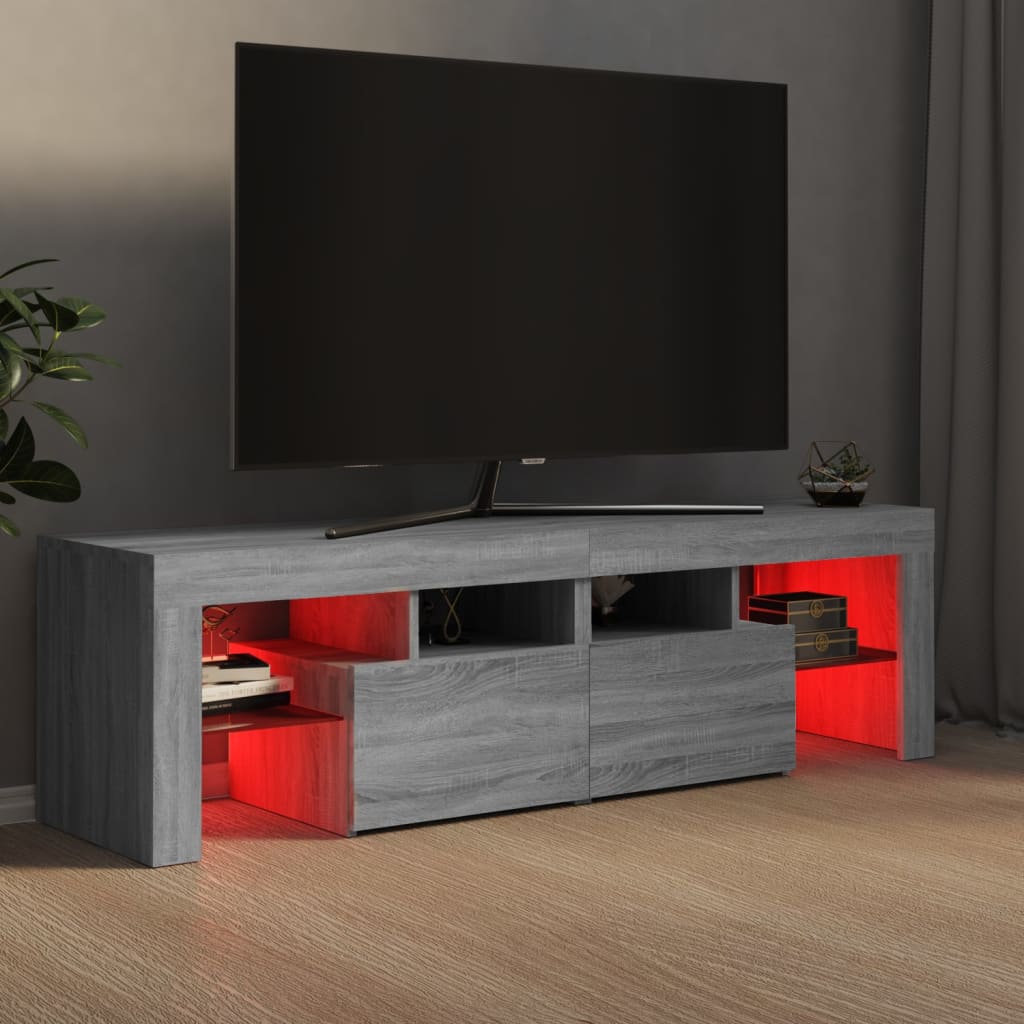 TV skrinka s LED svetlami sivá sonoma 140 x 36,5 x 40 cm