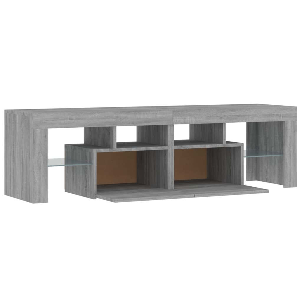 TV skrinka s LED svetlami sivá sonoma 140 x 36,5 x 40 cm