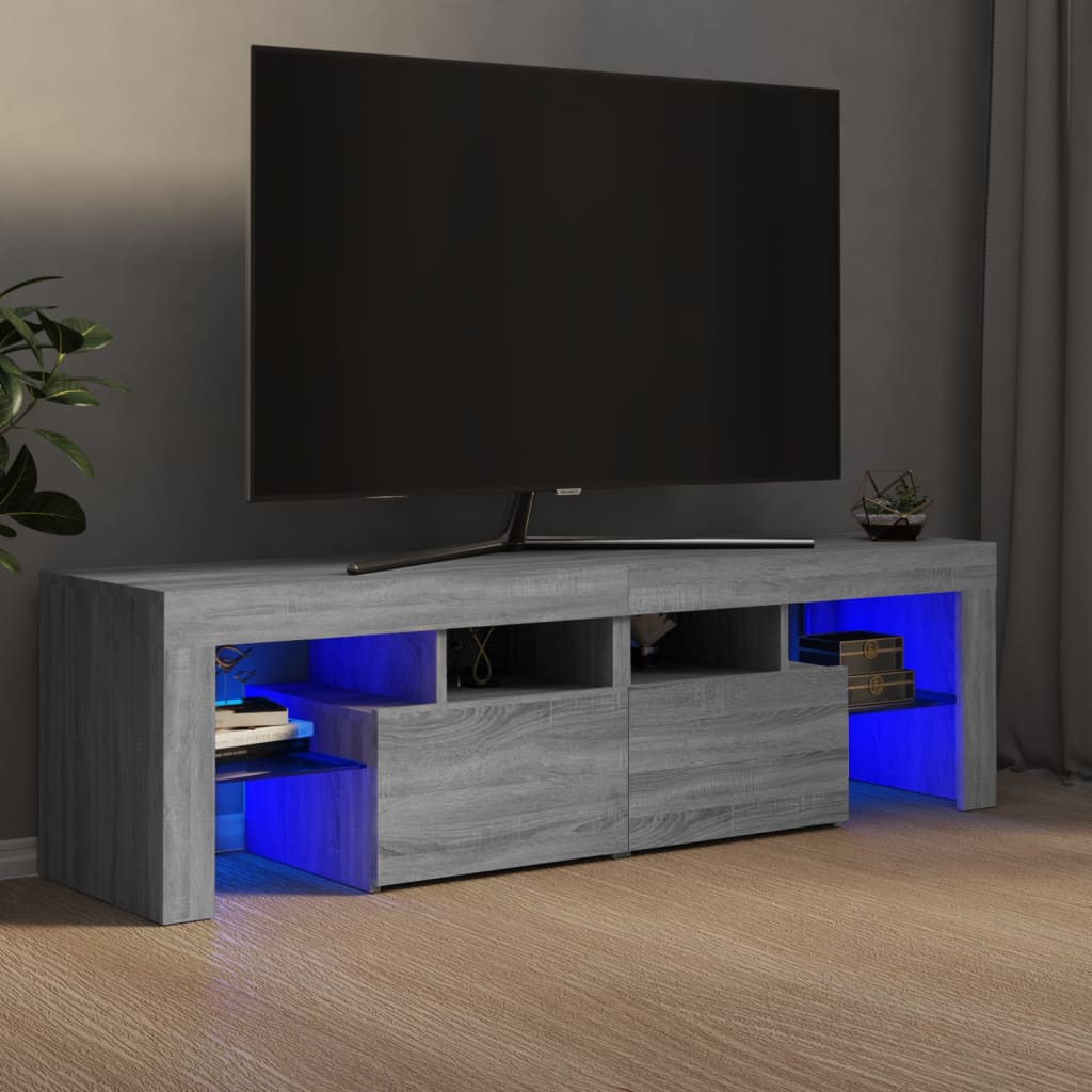TV skrinka s LED svetlami sivá sonoma 140 x 36,5 x 40 cm
