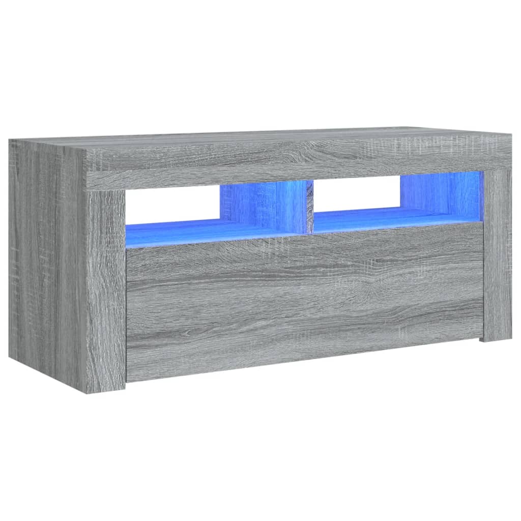 TV skrinka s LED svetlami sivý dub sonoma 90x35x40 cm