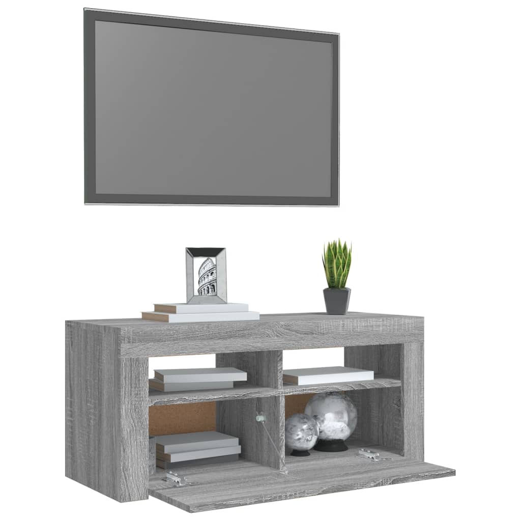 TV skrinka s LED svetlami sivý dub sonoma 90x35x40 cm
