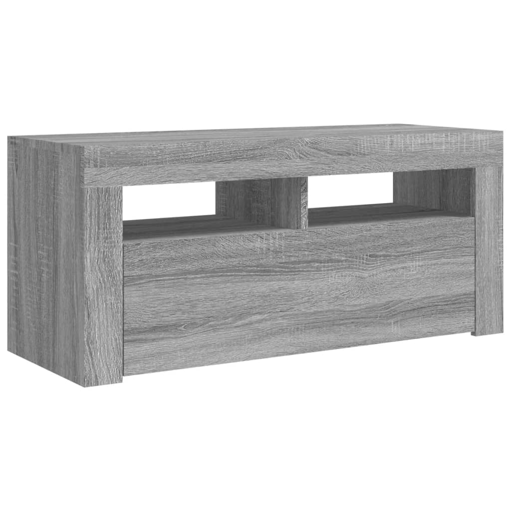 TV skrinka s LED svetlami sivý dub sonoma 90x35x40 cm