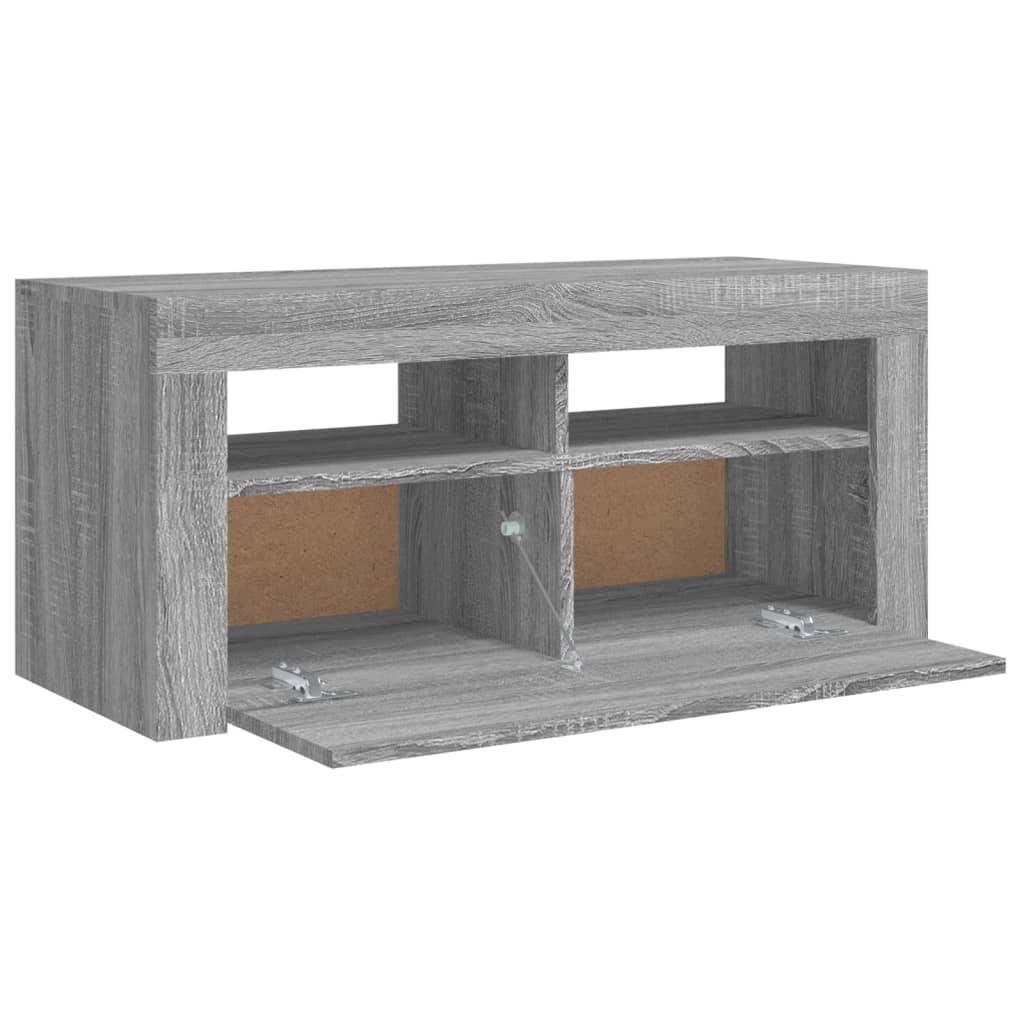 TV skrinka s LED svetlami sivý dub sonoma 90x35x40 cm