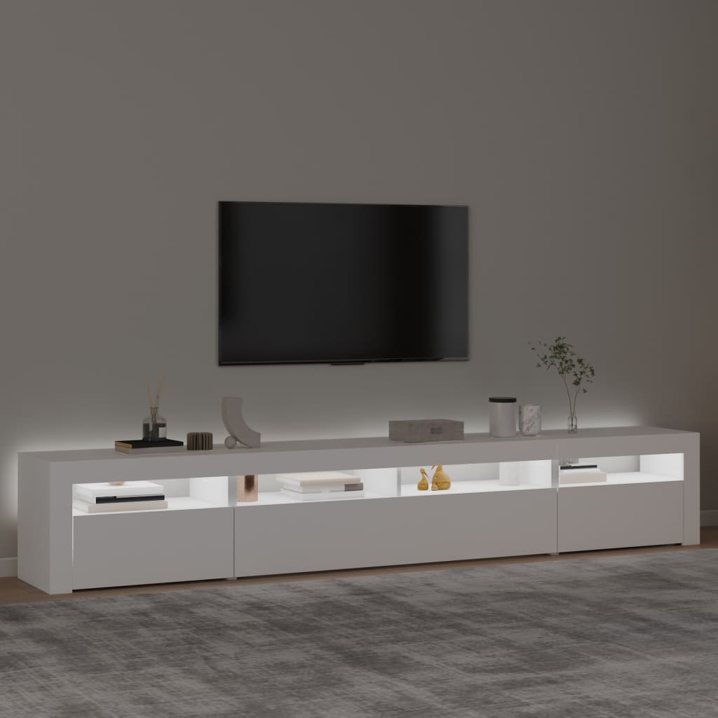 TV skrinka s LED svetlami biela 240x35x40 cm