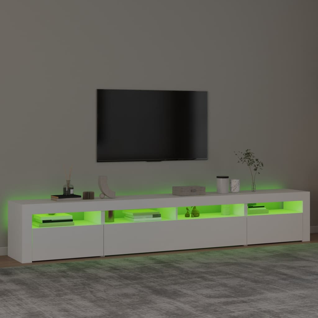 TV skrinka s LED svetlami biela 240x35x40 cm