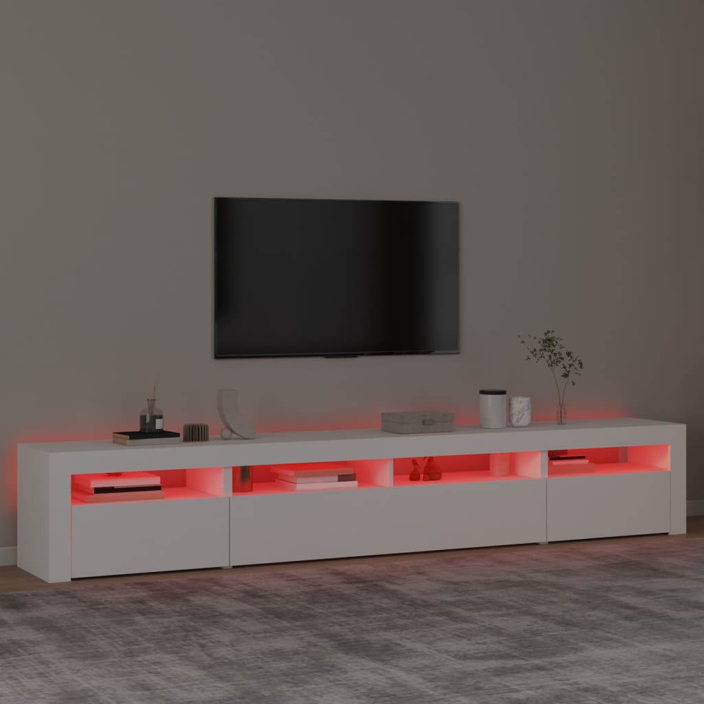 TV skrinka s LED svetlami biela 240x35x40 cm