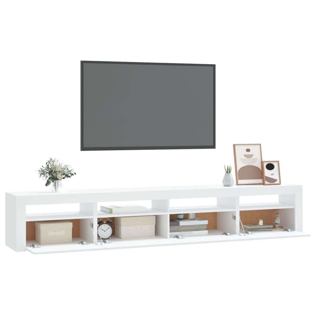 TV skrinka s LED svetlami biela 240x35x40 cm